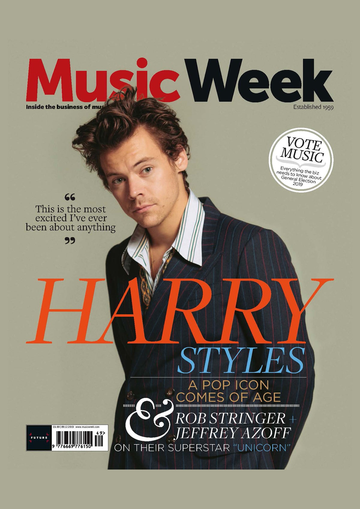 Harry Styles - Music Week Magazine Cover Print - December 2019 (A4)